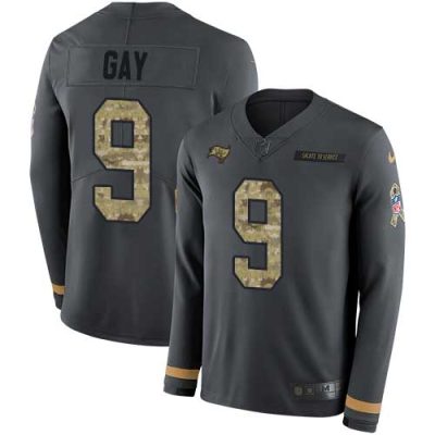 Nike Tampa Bay Buccaneers #9 Matt Gay Anthracite Salute to Service Stitched NFL Limited Therma Long Sleeve Jersey