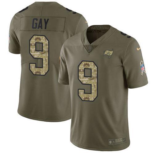 Nike Tampa Bay Buccaneers #9 Matt Gay Olive/Camo Stitched NFL Limited 2017 Salute To Service Jersey