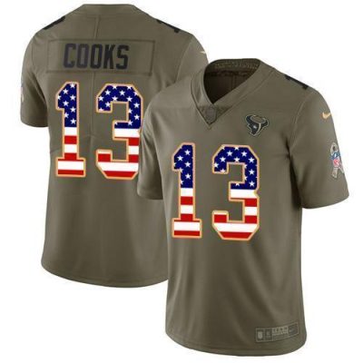 Nike Texans #13 Brandin Cooks Olive/USA Flag Stitched NFL Limited 2017 Salute To Service Jersey