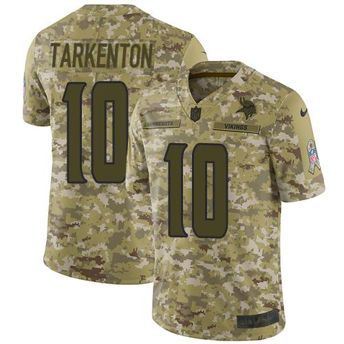 Nike Vikings #10 Fran Tarkenton Camo Stitched NFL Limited 2018 Salute To Service Jersey