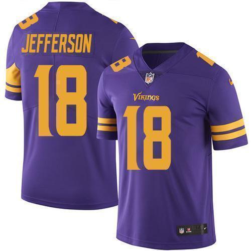 Nike Vikings #18 Justin Jefferson Purple Stitched NFL Limited Rush Jersey