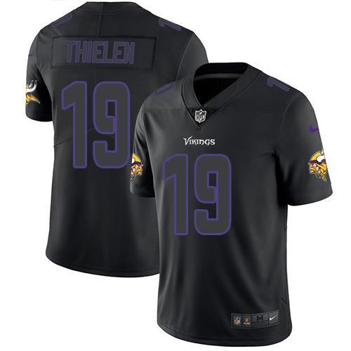Nike Vikings #19 Adam Thielen Black Stitched NFL Limited Rush Impact Jersey