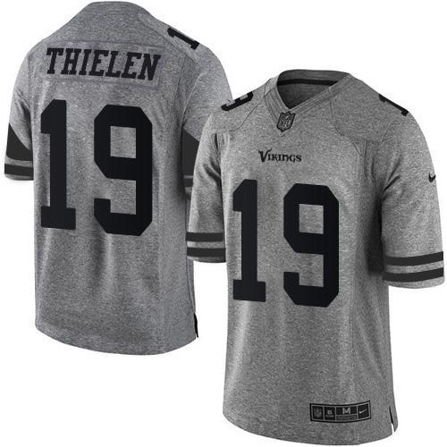 Nike Vikings #19 Adam Thielen Gray Stitched NFL Limited Gridiron Gray Jersey