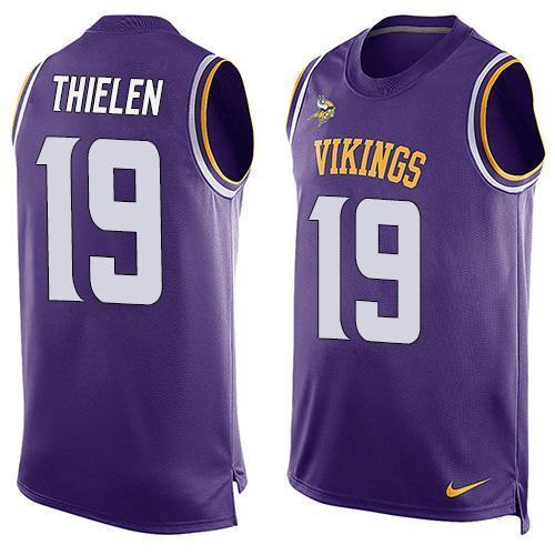 Nike Vikings #19 Adam Thielen Purple Team Color Stitched NFL Limited Tank Top Jersey