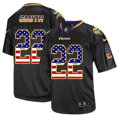 Nike Vikings #22 Harrison Smith Black Stitched NFL Elite USA Flag Fashion Jersey