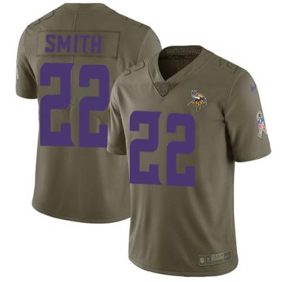 Nike Vikings #22 Harrison Smith Olive Stitched NFL Limited 2017 Salute To Service Jersey