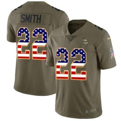 Nike Vikings #22 Harrison Smith Olive/USA Flag Stitched NFL Limited 2017 Salute To Service Jersey