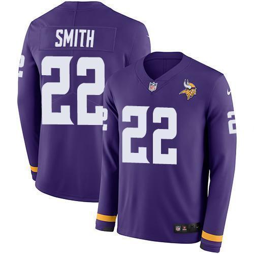 Nike Vikings #22 Harrison Smith Purple Team Color Stitched NFL Limited Therma Long Sleeve Jersey