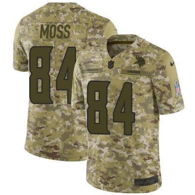 Nike Vikings #84 Randy Moss Camo Stitched NFL Limited 2018 Salute To Service Jersey