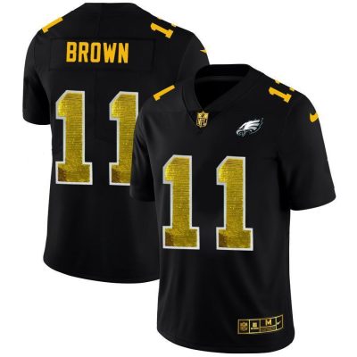 Philadelphia Eagles #11 A.J. Brown Black Nike Golden Sequin Vapor Limited NFL Jersey