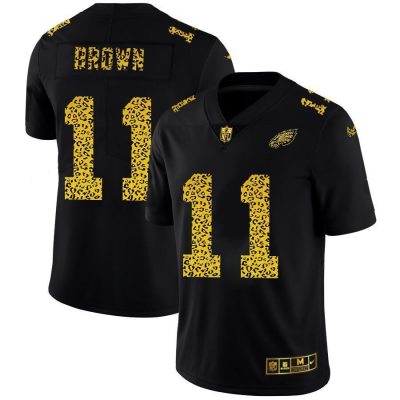 Philadelphia Eagles #11 A.J. Brown Nike Leopard Print Fashion Vapor Limited NFL Jersey Black