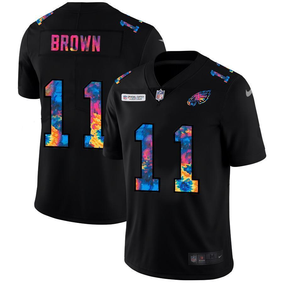 Philadelphia Eagles #11 A.J. Brown Nike Multi-Color Black 2020 NFL Crucial Catch Vapor Untouchable Limited Jersey