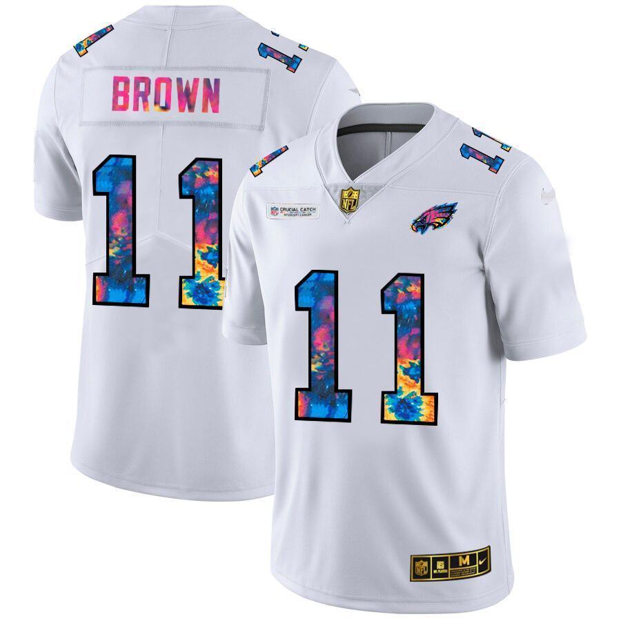 Philadelphia Eagles #11 A.J. Brown White Nike Multi-Color 2020 NFL Crucial Catch Limited NFL Jersey