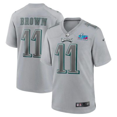 Philadelphia Eagles #11 A.J. Brown Nike Super Bowl LVII Patch Atmosphere Fashion Game Jersey - Gray