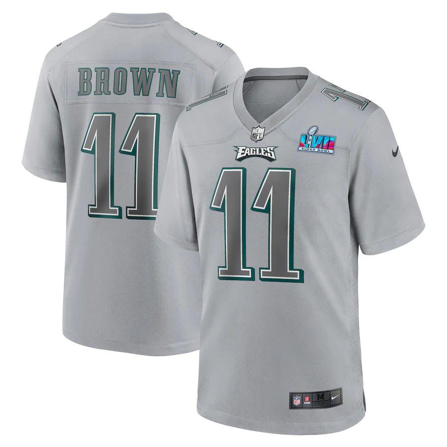 Philadelphia Eagles #11 A.J. Brown Nike Super Bowl LVII Patch Atmosphere Fashion Game Jersey - Gray