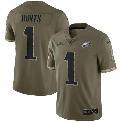 Philadelphia Eagles #1 Jalen Hurts Nike 2022 Salute To Service Limited Jersey - Olive
