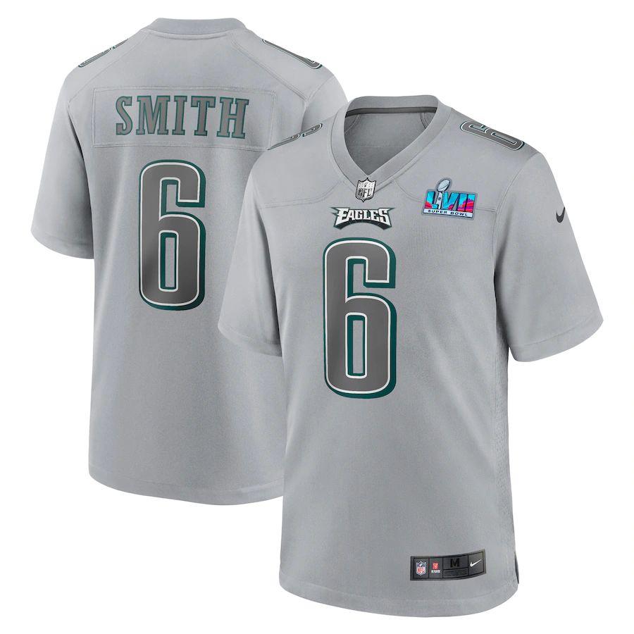 Philadelphia Eagles #6 DeVonta Smith Nike Super Bowl LVII Patch Atmosphere Fashion Game Jersey - Gray