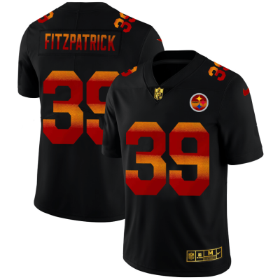Pittsburgh Steelers #39 Minkah Fitzpatrick Black Nike Red Orange Stripe Vapor Limited NFL Jersey