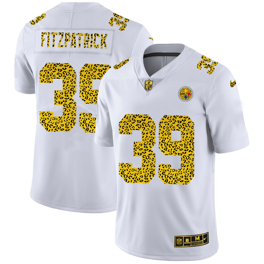 Pittsburgh Steelers #39 Minkah Fitzpatrick Nike Flocked Leopard Print Vapor Limited NFL Jersey White