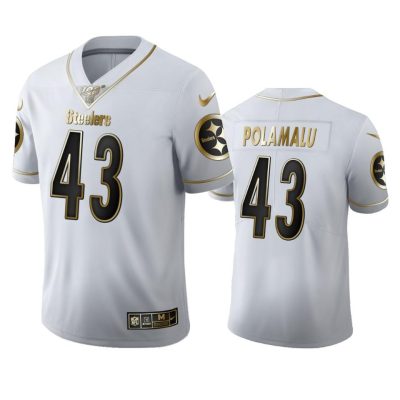 Pittsburgh Steelers #43 Troy Polamalu Nike White Golden Edition Vapor Limited NFL 100 Jersey