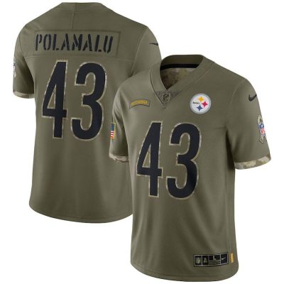 Pittsburgh Steelers #43 Troy Polamalu Nike 2022 Salute To Service Limited Jersey - Olive