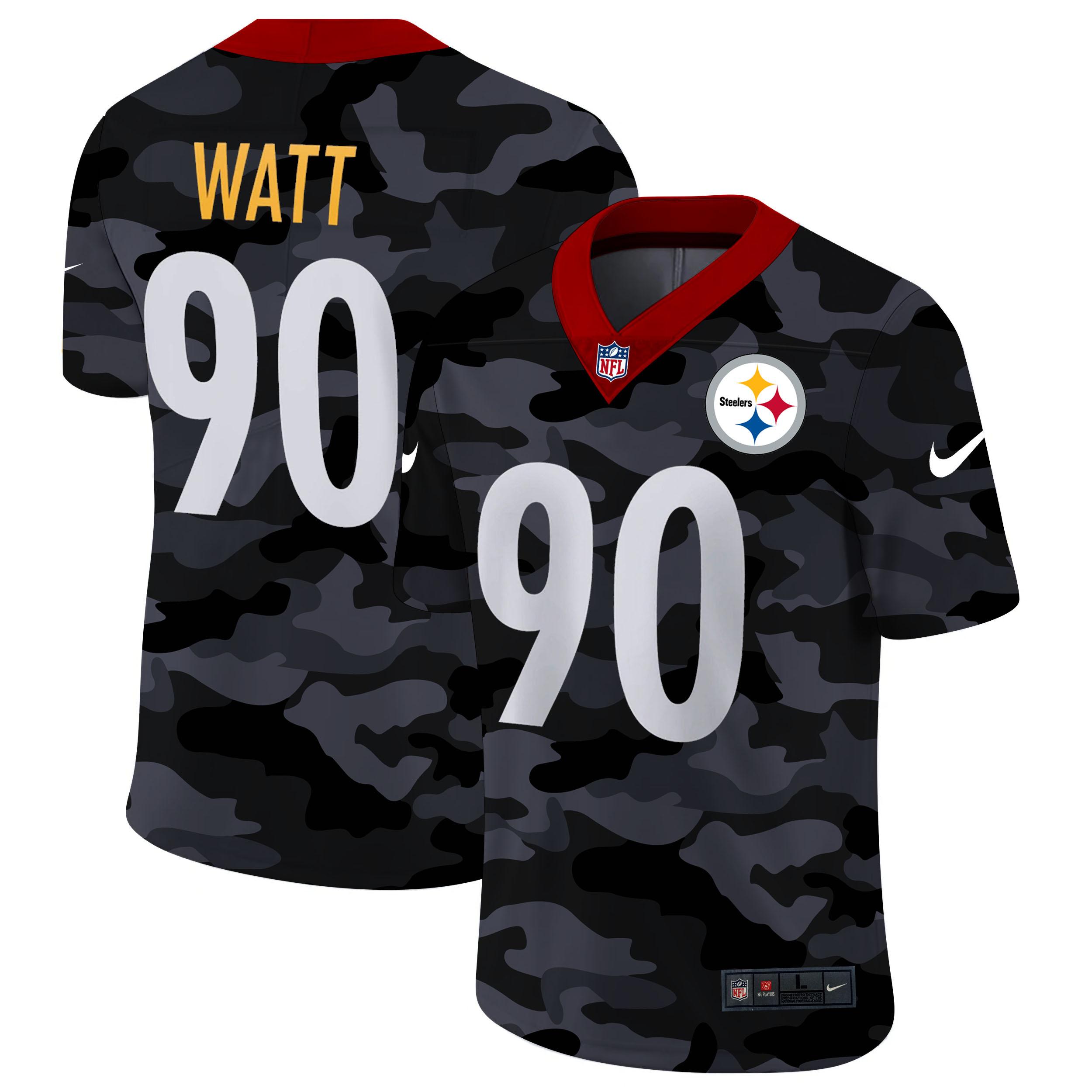 Pittsburgh Steelers #90 T.J. Watt Nike 2020 Black CAMO Vapor Untouchable Limited Stitched NFL Jersey