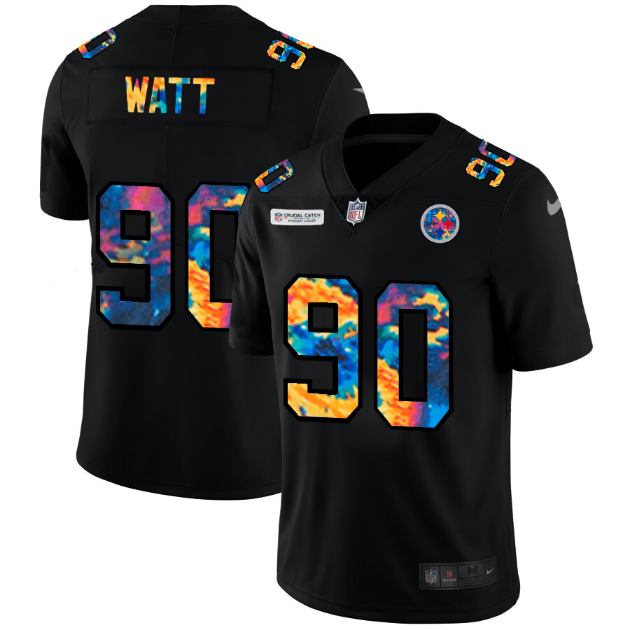 Pittsburgh Steelers #90 T.J. Watt Nike Multi-Color Black 2020 NFL Crucial Catch Vapor Untouchable Limited Jersey