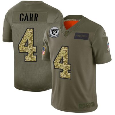 Raiders #4 Derek Carr Nike 2019 Olive Camo Salute To Service Limited NFL Jersey