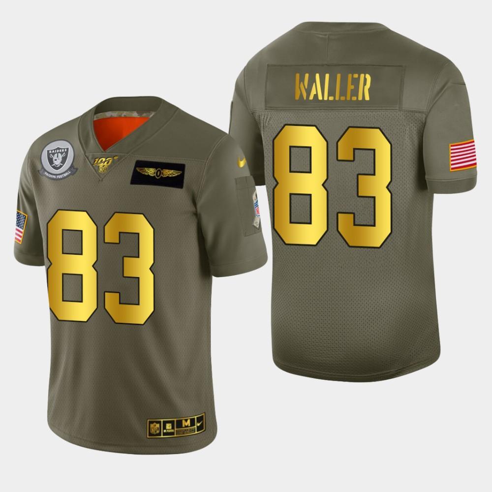 Raiders #83 Darren Waller Nike Olive Gold 2019 Salute To Service Limited NFL 100 Jersey