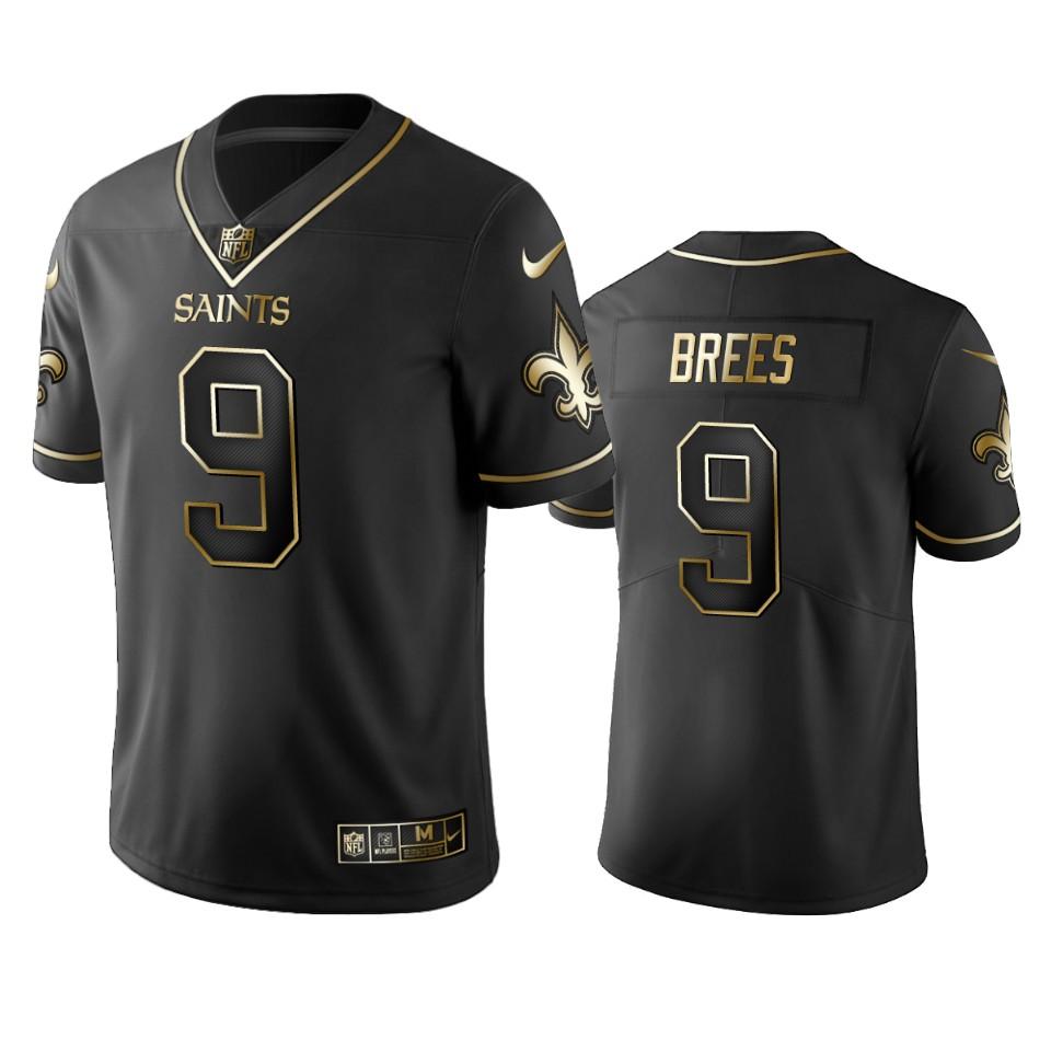 Saints #9 Drew Brees Stitched NFL Vapor Untouchable Limited Black Golden Jersey