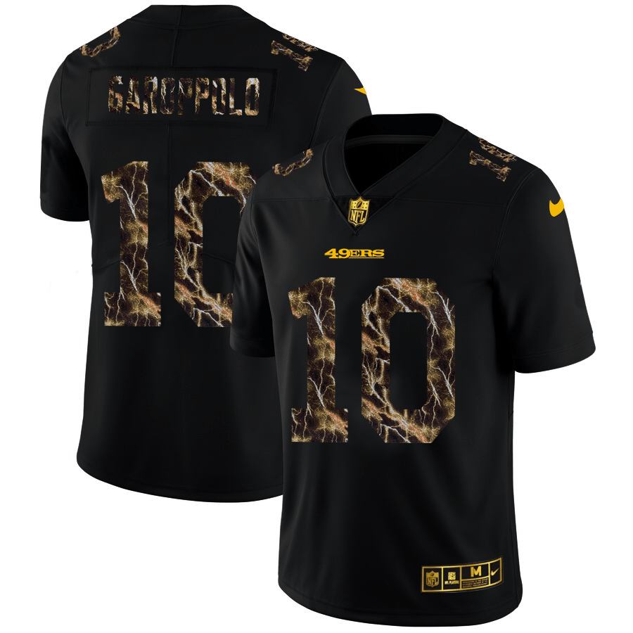 San Francisco 49ers #10 Jimmy Garoppolo Black Nike Flocked Lightning Vapor Limited NFL Jersey