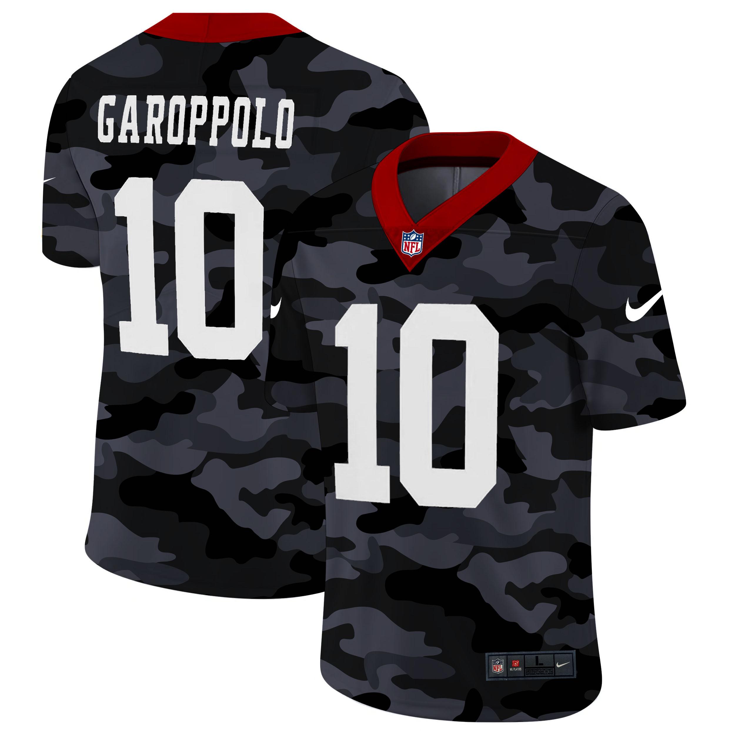 San Francisco 49ers #10 Jimmy Garoppolo Nike 2020 Black CAMO Vapor Untouchable Limited Stitched NFL Jersey