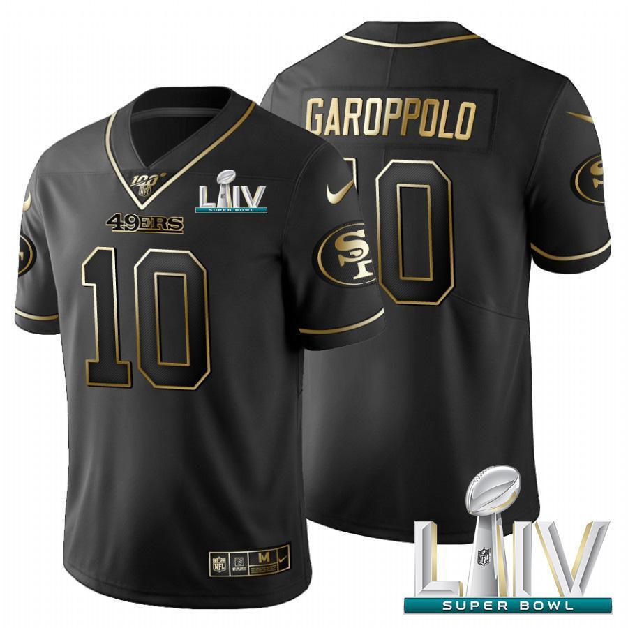 San Francisco 49ers #10 Jimmy Garoppolo Nike Black Golden Super Bowl LIV 2020 Limited NFL 100 Jersey