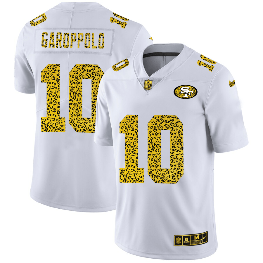 San Francisco 49ers #10 Jimmy Garoppolo Nike Flocked Leopard Print Vapor Limited NFL Jersey White