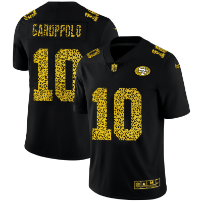 San Francisco 49ers #10 Jimmy Garoppolo Nike Leopard Print Fashion Vapor Limited NFL Jersey Black