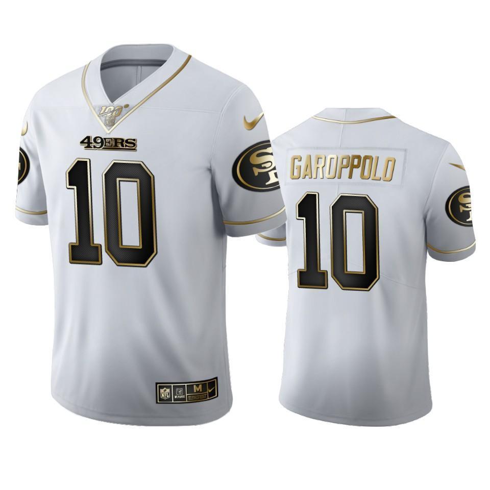 San Francisco 49ers #10 Jimmy Garoppolo Nike White Golden Edition Vapor Limited NFL 100 Jersey