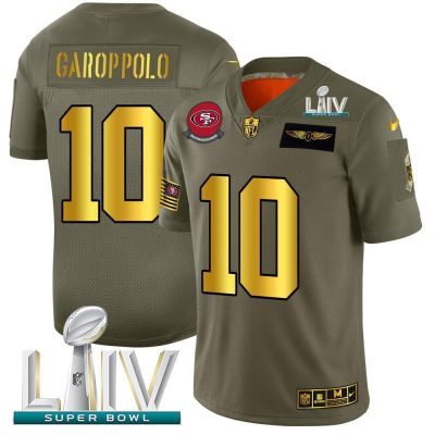 San Francisco 49ers #10 Jimmy Garoppolo NFL Nike Olive Gold Super Bowl LIV 2020 2019 Salute To Service Limited Jersey