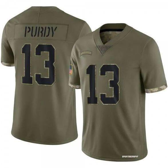 San Francisco 49ers #13 Brock Purdy Nike 2022 Salute To Service Limited Jersey - Olive