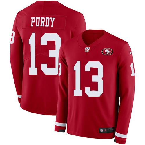 San Francisco 49ers #13 Brock Purdy Red Team Color Stitched NFL Limited Therma Long Sleeve Jersey