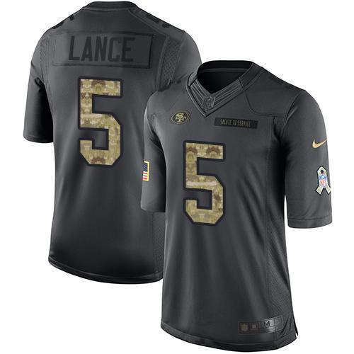 San Francisco 49ers #5 Trey Lance Black Men's Stitched NFL Limited 2016 Salute To Service Jersey