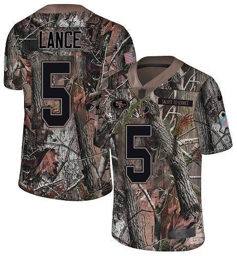 San Francisco 49ers #5 Trey Lance Camo Men's Stitched NFL Limited Rush Realtree Jersey