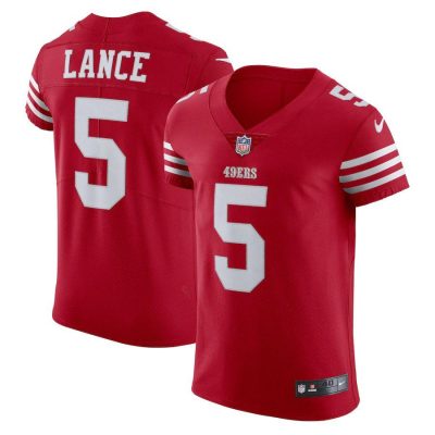 San Francisco 49ers #5 Trey Lance Scarlet Nike Men's 2022-23 Authentic Stitched NFL Vapor Untouchable Elite Jersey