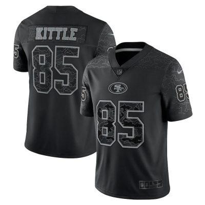 San Francisco 49ers #85 George Kittle Black Men's Nike NFL Black Reflective Limited Jersey