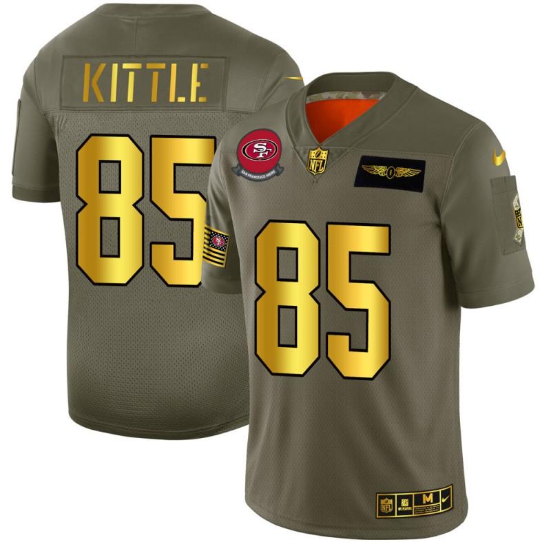 San Francisco 49ers #85 George Kittle NFL Men's Nike Olive Gold 2019 Salute To Service Limited Jersey