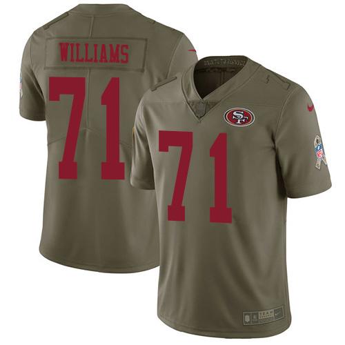 San Francisco San Francisco 49ers #71 Trent Williams Olive Men's Stitched NFL Limited 2017 Salute to Service Jersey Men's