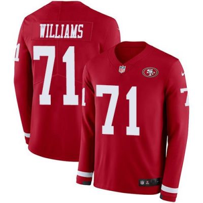 San Francisco San Francisco 49ers #71 Trent Williams Red Team Color Men's Stitched NFL Limited Therma Long Sleeve Jersey Men's