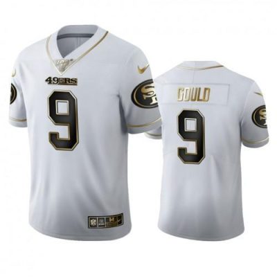 San Francisco San Francisco 49ers #9 Robbie Gould Men's Nike White Golden Edition Vapor Limited NFL 100 Jersey Men's