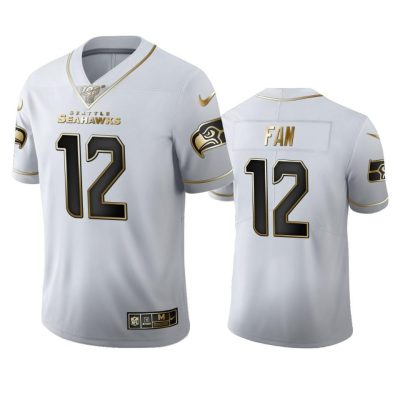Seattle Seahawks #12 Fan Nike White Golden Edition Vapor Limited NFL 100 Jersey