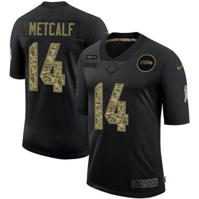 Seattle Seahawks #14 DK Metcalf Nike 2020 Salute To Service Camo Limited NFL Jersey Black