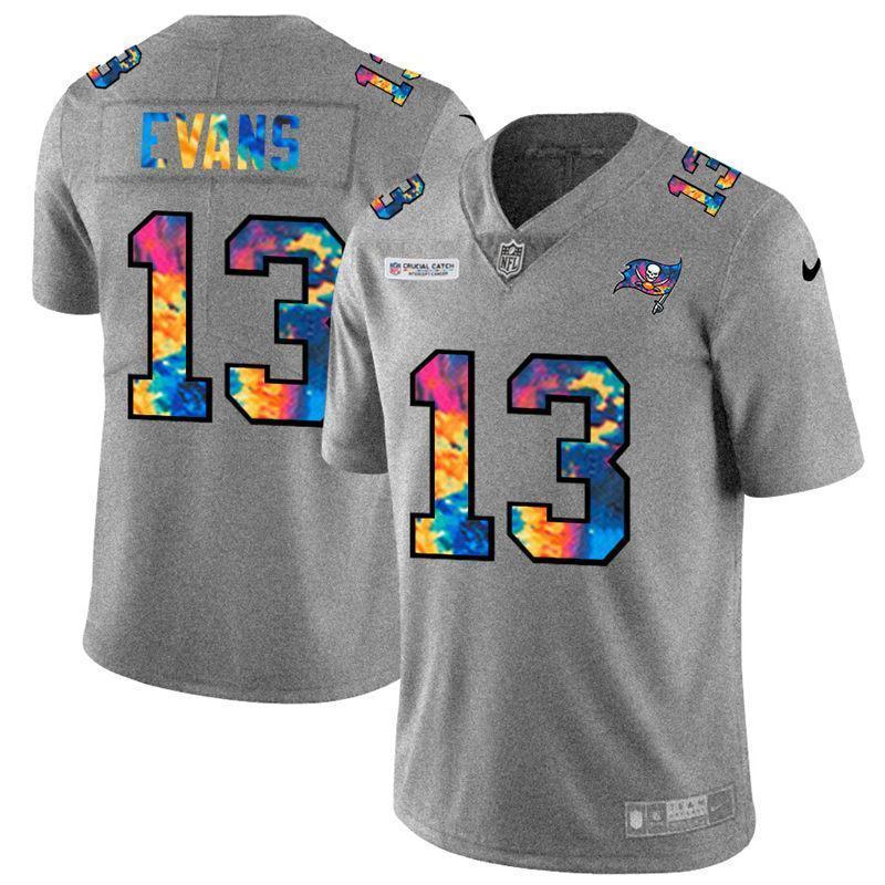 Tampa Bay Buccaneers #13 Mike Evans Nike Multi-Color 2020 NFL Crucial Catch NFL Jersey Greyheather